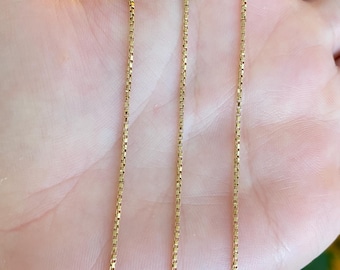 Collar vintage de cadena tipo caja de oro amarillo macizo de 18k con extensor - 22,75 pulgadas