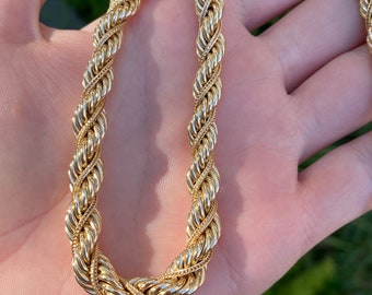 Vintage 14k Yellow Gold Chunky Graduated Twist Rope Chain Necklace - 16 inches - Quality Fine Estate Jewelry - Real Genuine Gold