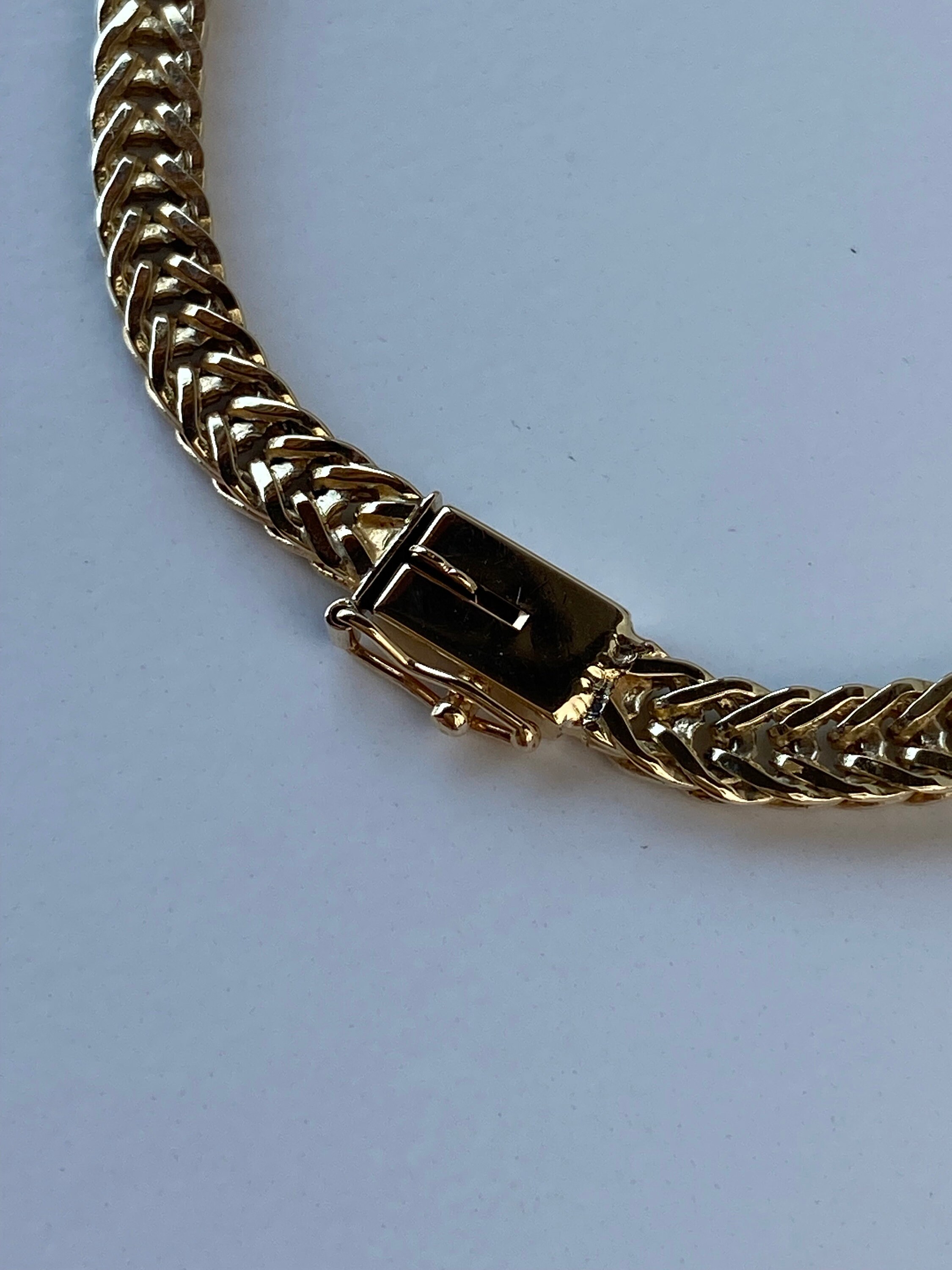 Vintage Solid 14k Yellow Gold Flat Chain Bracelet 7 Inches Vintage Solid 14k Yellow Gold Flat Chain Bracelet 7 Inches