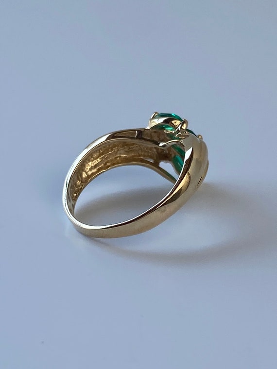 Vintage Solid 14k Yellow Gold Emerald & Diamond R… - image 8