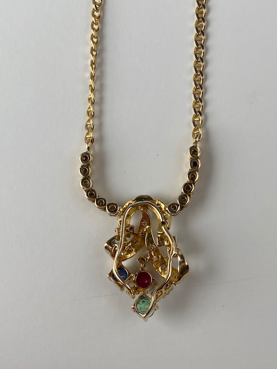 Solid 14k Yellow Gold Diamond Ruby Emerald Sapphi… - image 8