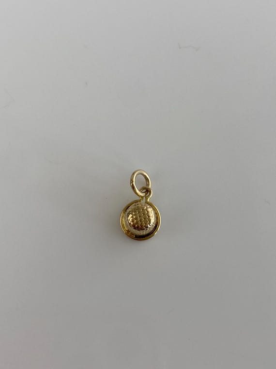 Vintage Solid 9k Yellow Gold Tiny Thimble Charm - image 3