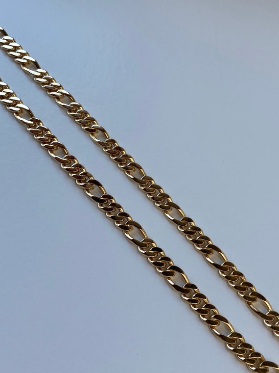 Vintage Solid 18k Yellow Gold Figaro Chain Neckla… - image 8