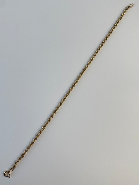 Vintage Solid 14k Yellow Gold Rope Chain Bracelet… - image 3