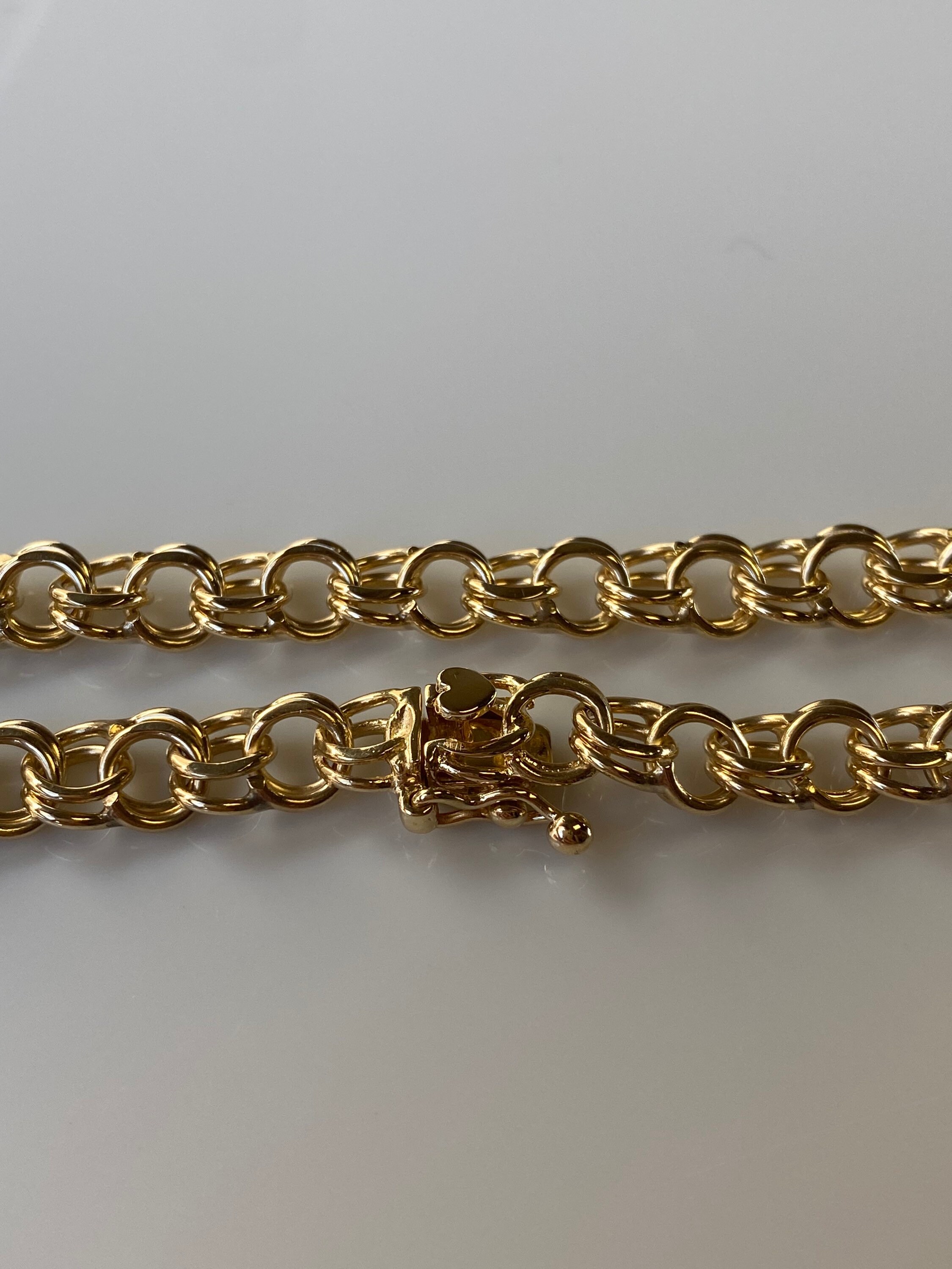 Vintage Solid 14k Yellow Gold Charm Bracelet Real Genuine 