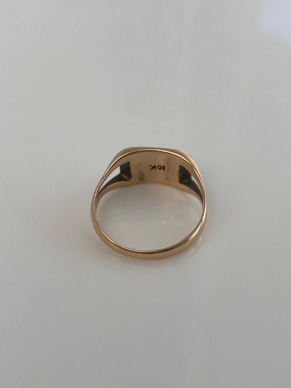 Vintage Solid 9k Yellow Gold Rectangle Signet Rin… - image 7