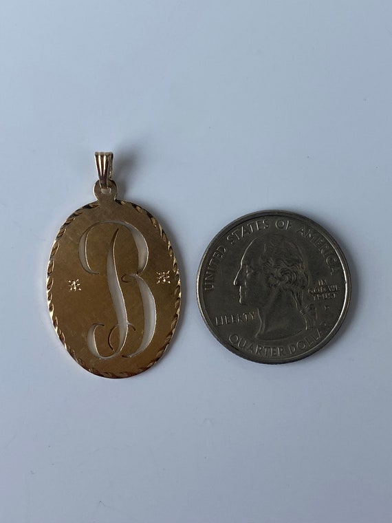 Solid 14k Yellow Gold Cursive Initial 'B' Charm - image 6
