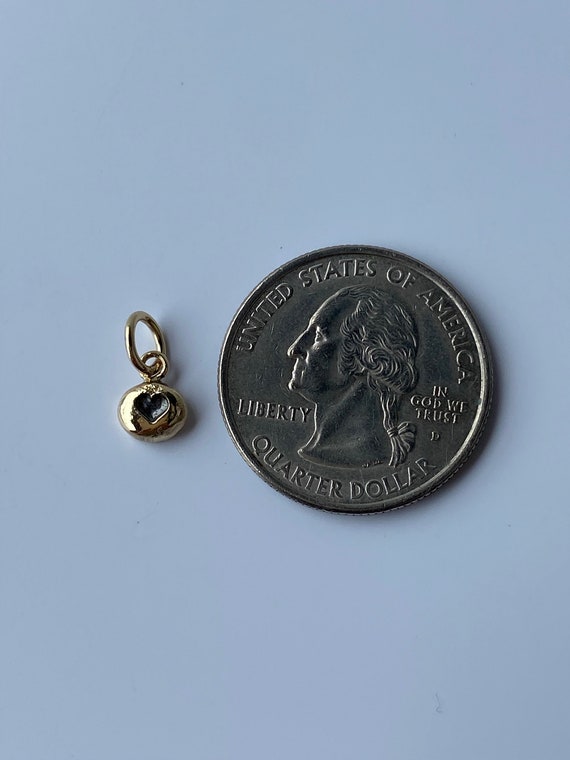 Solid 14k Yellow Gold Little Heart Pebble Charm - image 6