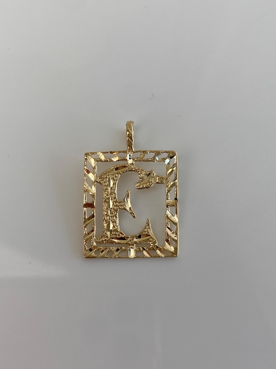 Vintage Solid 14k Yellow Gold Initial 'E' Charm - image 3