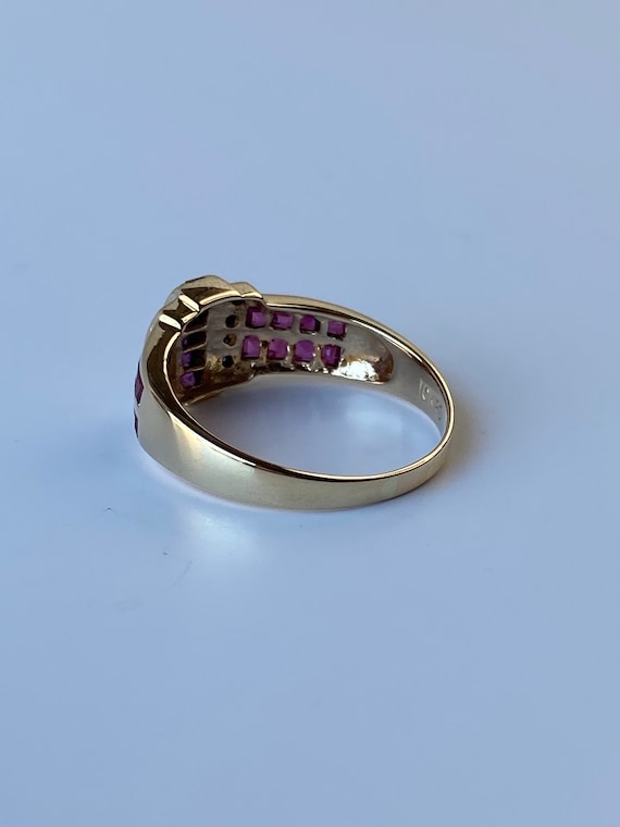 Vintage Solid 10k Yellow Gold Pink Spinel & Diamo… - image 7
