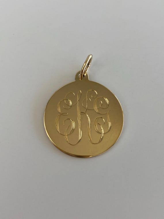 Solid 14k Yellow Gold Monogram Charm - Quality Fi… - image 3