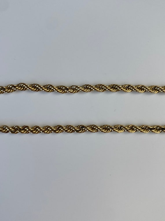 Vintage Solid 14k Yellow Gold Rope Chain Bracelet… - image 4