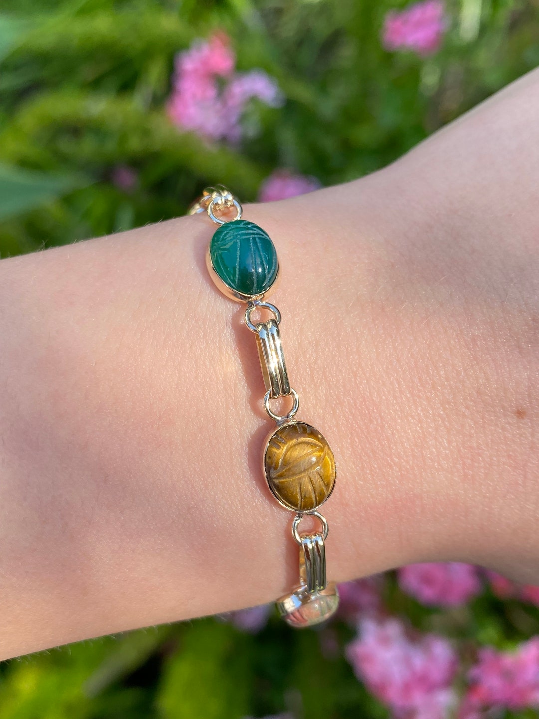 Vintage Solid 14k Yellow Gold Scarab Bracelet Quality Fine Estate Jewelry Gifts for Her Etsy