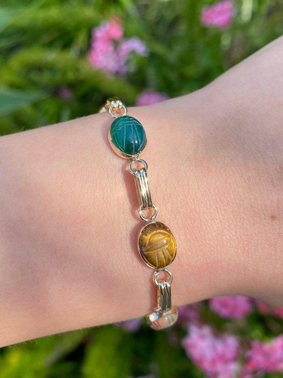 14K Yellow Gold Scarab Bracelet