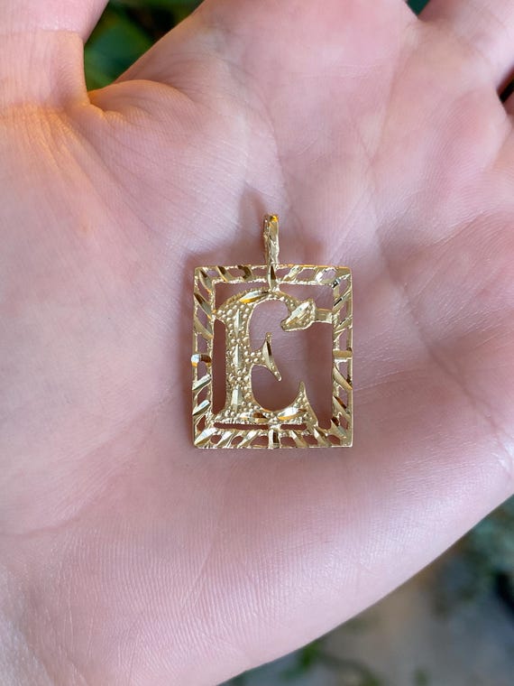 Vintage Solid 14k Yellow Gold Initial 'E' Charm - image 1