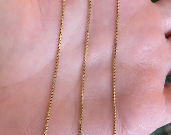 Vintage Solid 14k Yellow Gold Box Chain Necklace - 16.25 inches