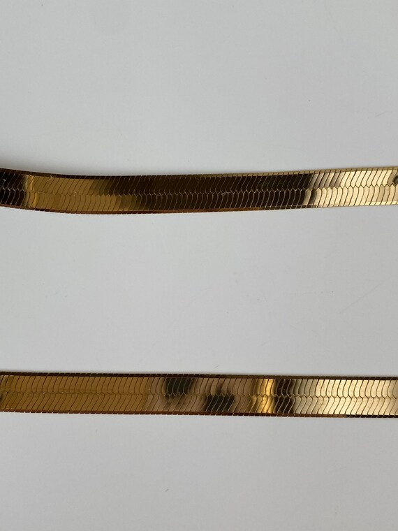 Vintage Solid 14k Yellow Gold Herringbone Chain N… - image 6