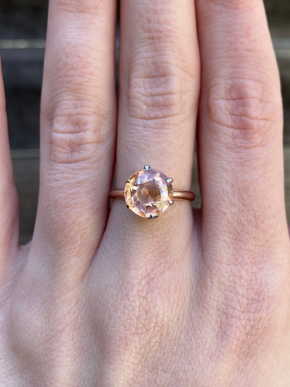 Vintage Solid 9k Rose & White Gold Pink Orange Sap