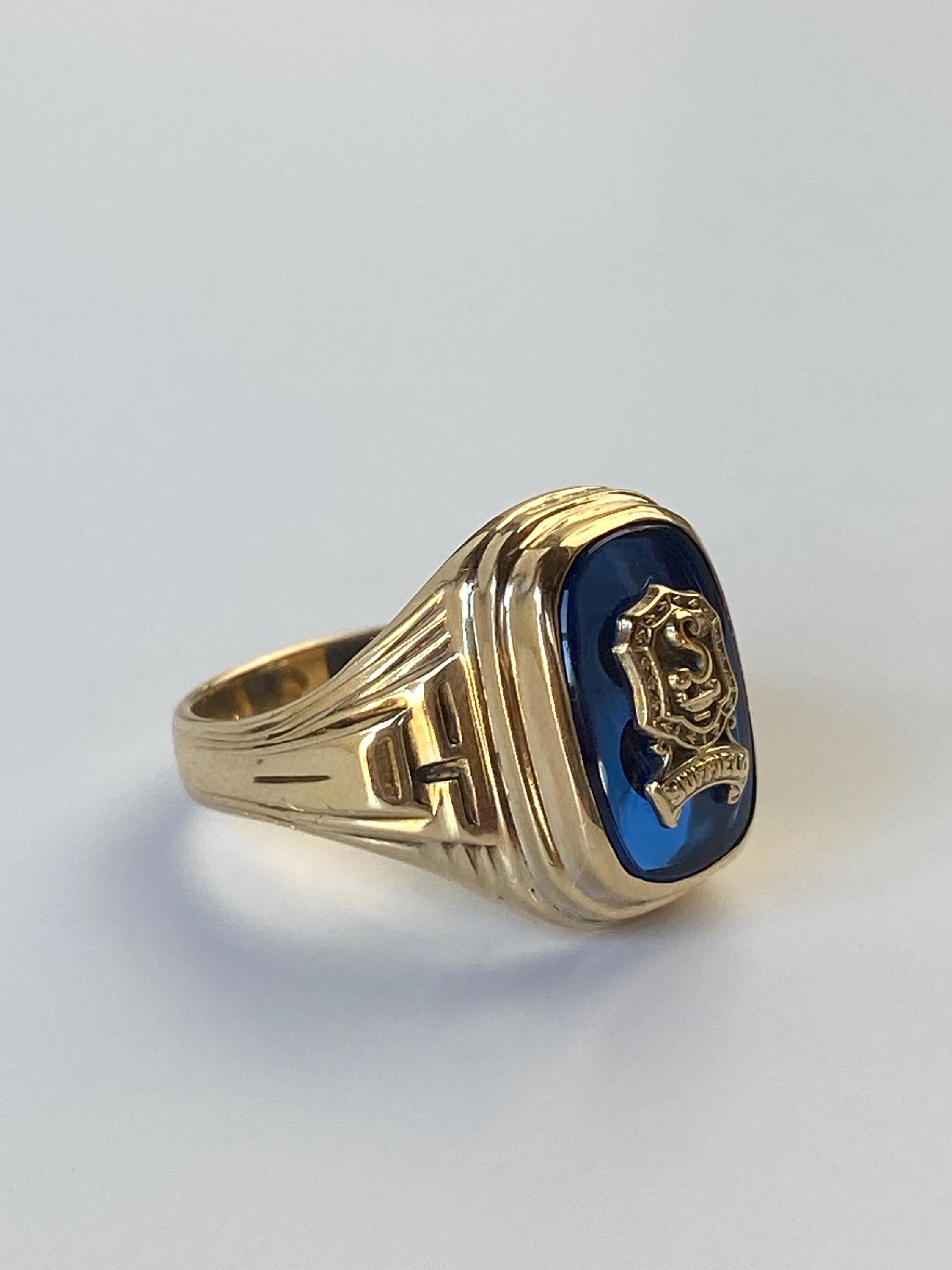 アクセサリー 30s vintage college ring 10k gold 14 Vintage Solid 10k White & Yellow Gold 1930 Class Ring - Size