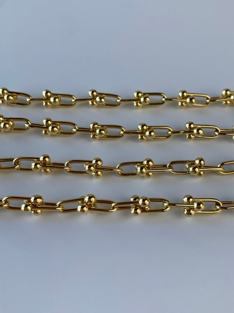 Solid 14k Yellow Gold U-Link Chain Necklace 18 inches 4.5mm Brand New Jewelry Real Genuine Gold High Quality image 6