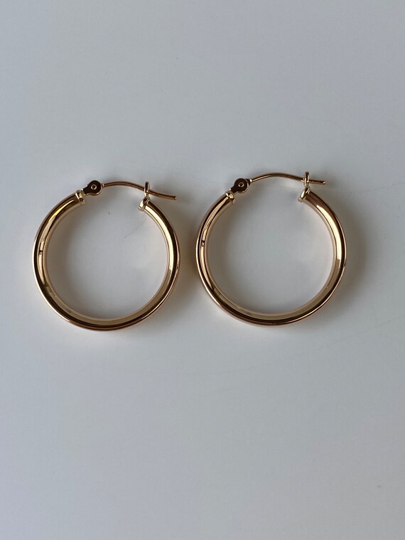 Vintage 14k Rose Gold Hoop Earrings - Fine Estate… - image 6