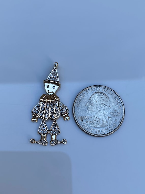 Vintage 10k Yellow Gold Diamond Clown Jester Char… - image 6