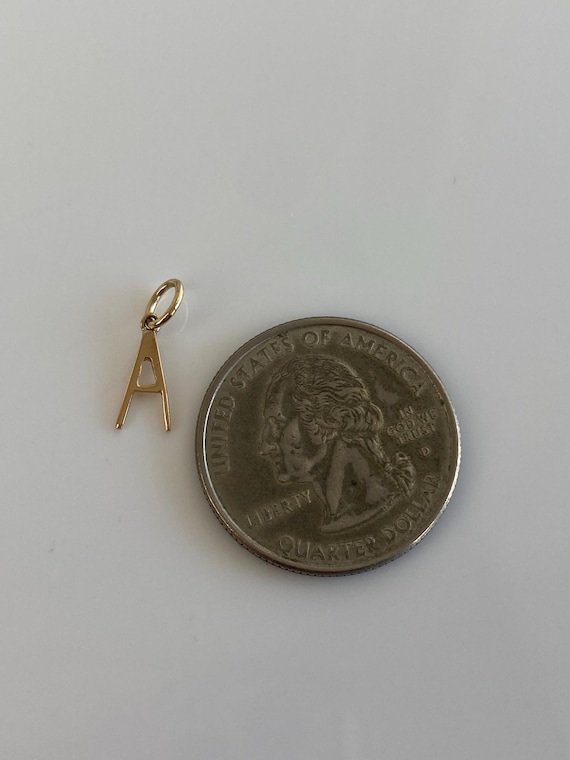 Vintage Solid 14k Yellow Gold Tiny Initial 'A' Ch… - image 6