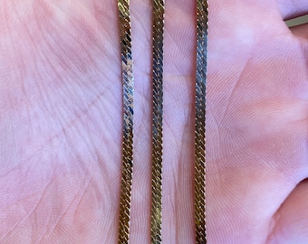 Vintage Solid 14k Yellow Gold Herringbone Chain Necklace - 18 inches - Fine Estate Jewelry - Real Genuine Gold