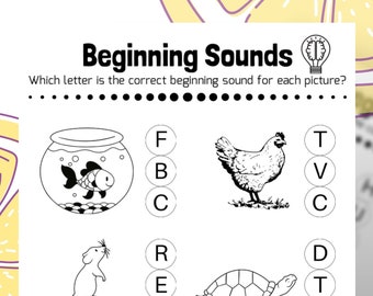 15 printable beginning sounds worksheets preschool 2nd grade etsy