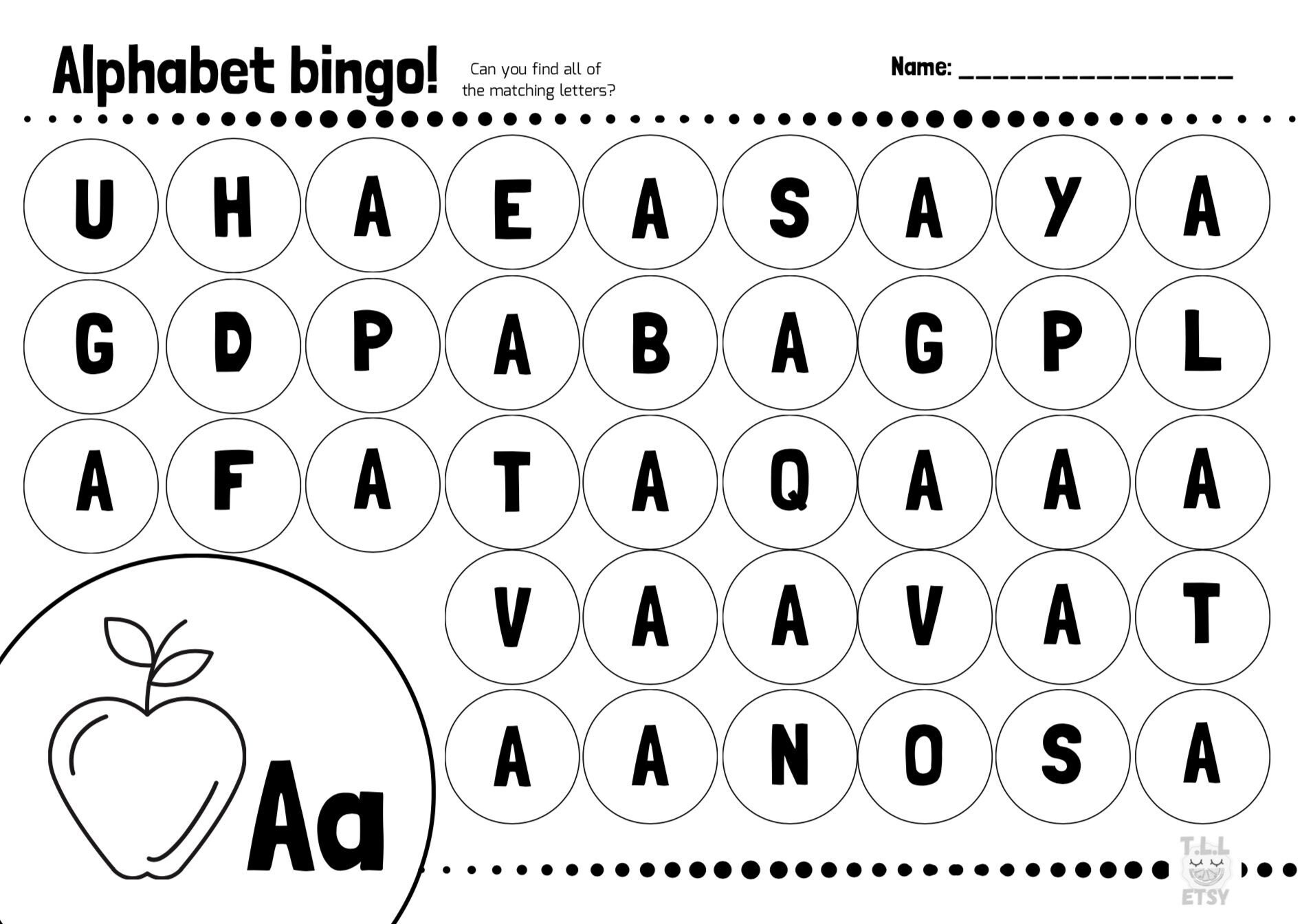 26 printable alphabet uppercase bingo preschool kdg phonics etsy