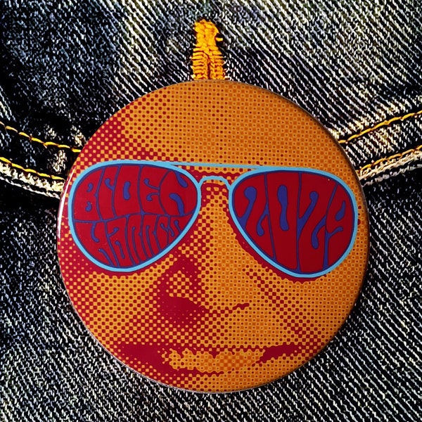 BIDEN / HARRIS 2024 PSYCHEDELIC 2-1/4" Campaign Pinback Button in the manner of Victor Moscoso -  1967 Haight Ashbury Summer of Love