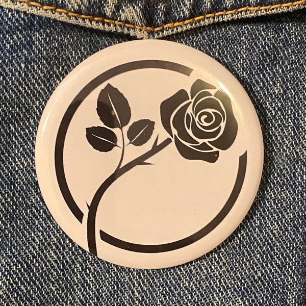 BLACK ROSE ANCOM Anarchist 2 1/4"Diameter Pinback Button