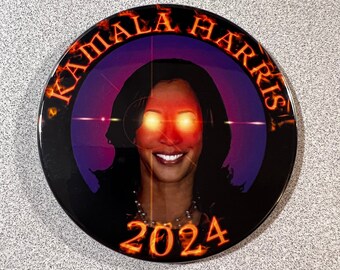 KAMALA HARRIS 2024 - Dark Kamala - Dark Brandon  3 1/2&quot; Diameter Pinback Campaign Button -Election 2024
