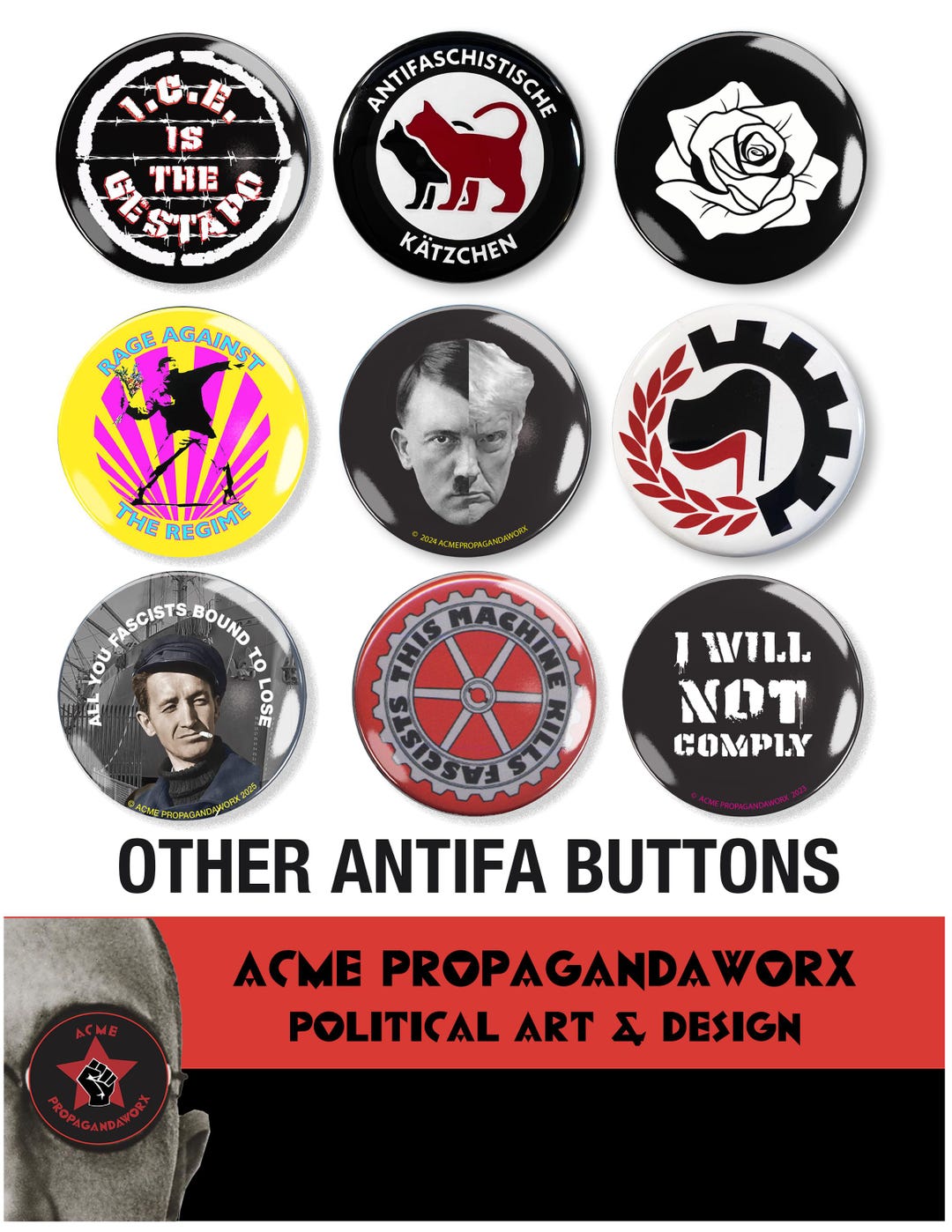 ANTIFA ANTIFASCIST Protest Buttons - Etsy Australia