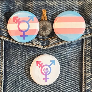 3 bottoni mini spilla TRANS TRANSGENDER RIGHTS Pride - diametro 1-1/4&quot;