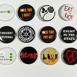 Mini épingles PUNK ANARCHIST - Anarchiste ACAB aime manger les riches - 12 modèles différents