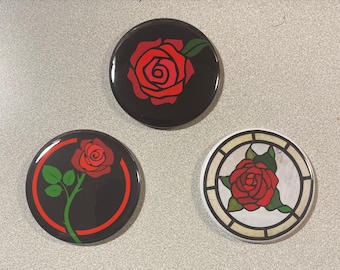 3 DSA ROSE BUTTONS - Democratic Socialists of America - 2 1/4" diameter pinback campaign buttons