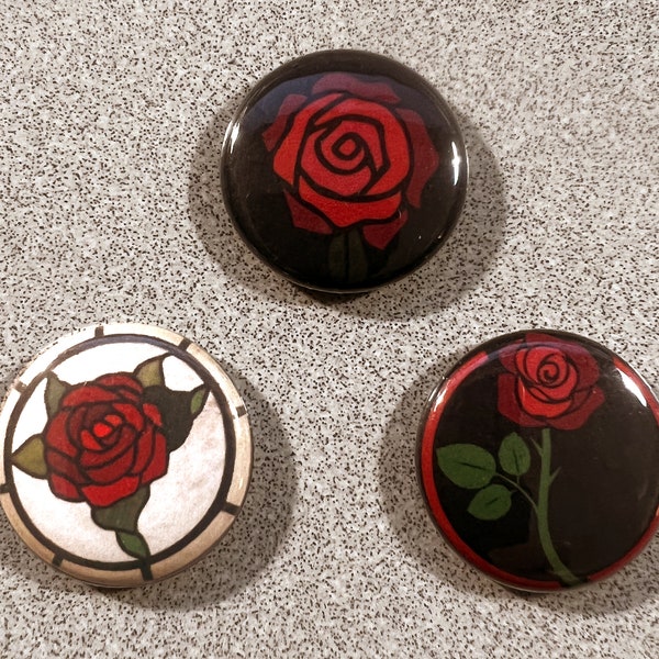 3 DSA ROSE  Micro Pins / Buttons- Democratic Socialists of America -  - Swag Flair