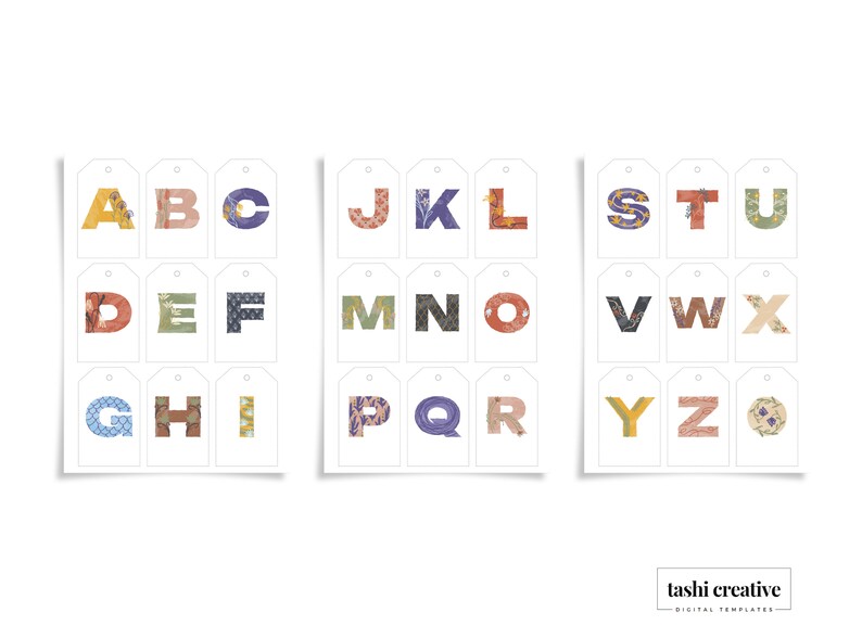 Printable Floral Letter Gift Tags for DIY Gifts Print at Home Instant