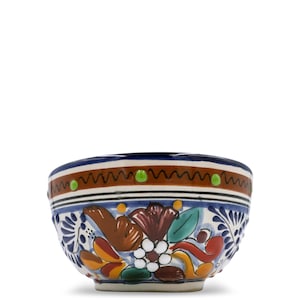 Talavera Bowl 5&quot; Colorful Majolica – Hand Painted Mexican Pottery Floral Dish, Fiesta Trinket Holder, Puebla Handmade