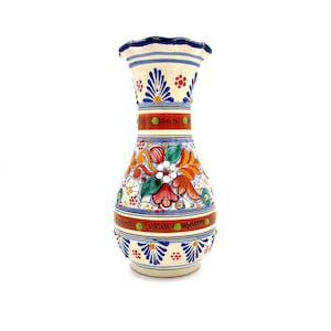 Vibrant Hand-Painted Talavera Vase - Multicolor Floral Design Ceramic Decor - Ideal for Home & Gift