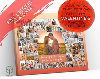 Collage de fotos personalizado para San Valentín, lienzo enmarcado con impresión digital, regalo sentimental único para novias, collage de imágenes, regalo para parejas.