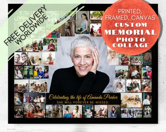 Custom Memorial Photo Collage – Printed or Framed, Canvas – Personalized Tribute Gift – Funeral Wall Art
