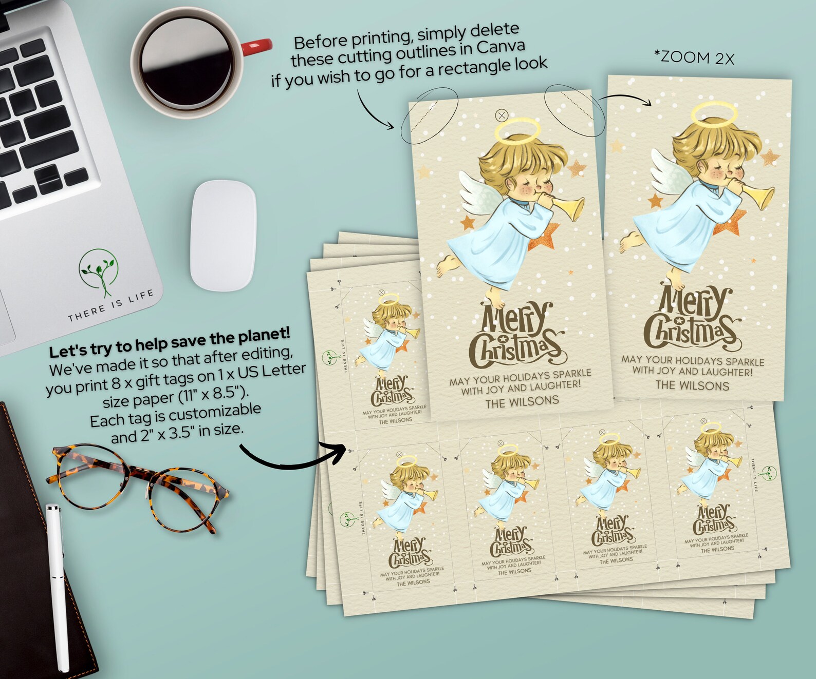 Christmas Gift Tag Angel Digital Canva Template / Editable | Etsy