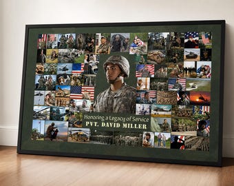 Gepersonaliseerd pensioencadeau leger | Aangepaste militaire fotocollage | Aandenken voor afscheid veteraan of soldaat | Pensioendecoratie Amerikaanse leger