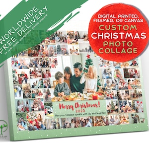 Colagem de fotos de Natal personalizada Digital impressa em tela emoldurada/amigos da família chefe presente sentimental exclusivo/decoração de Natal de feriados internos