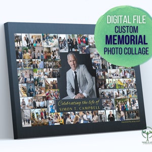 Digital Memorial Photo Collage – Personalized Remembrance Wall Art – Custom Funeral Tribute – Printable Sympathy Gift