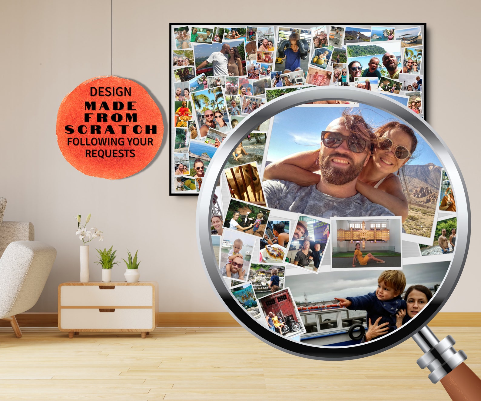 Custom Photo Collage Family Portrait Printable Art/ Living Room or ...