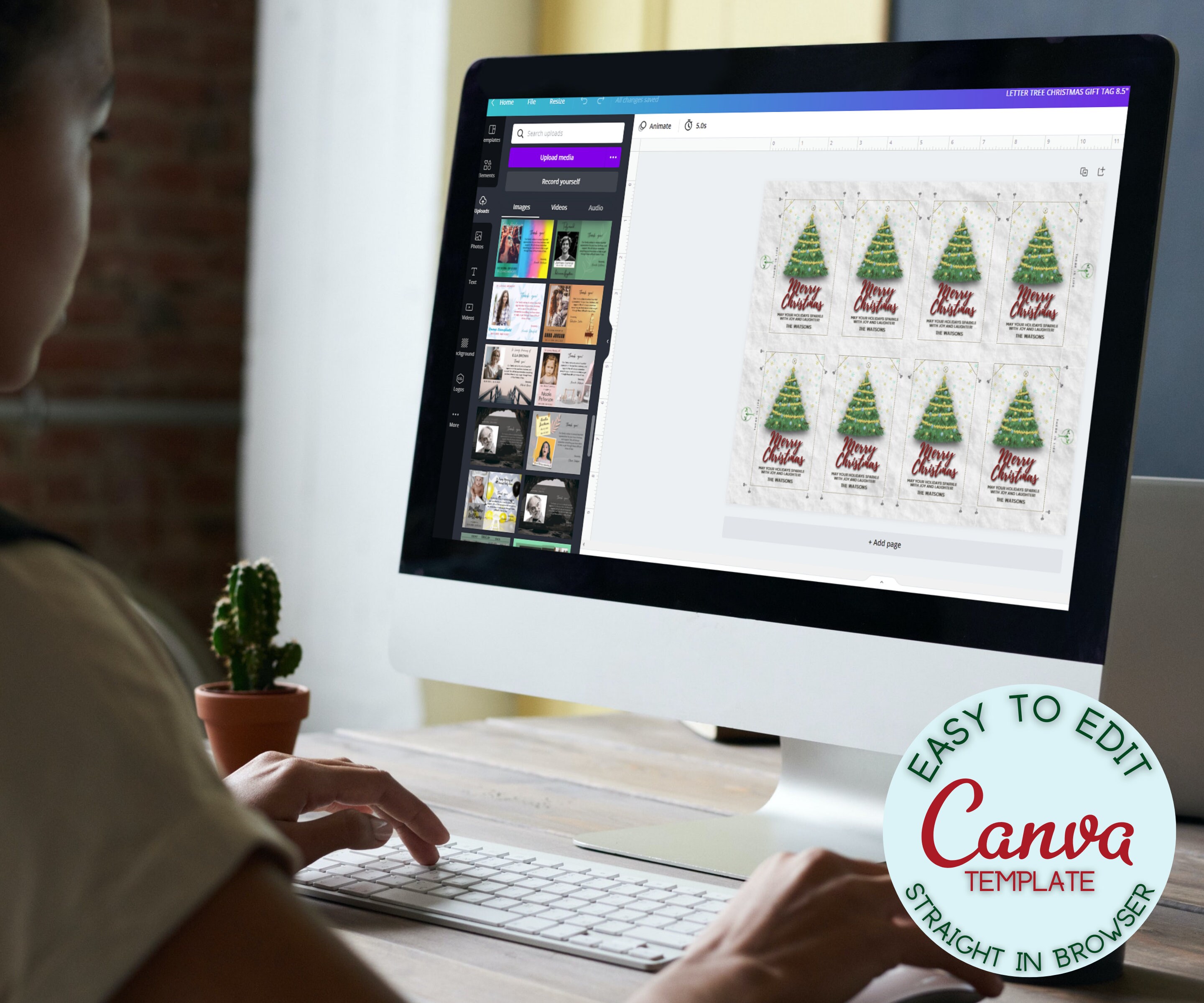 Christmas Gift Tags Bundle Digital Canva Template / Editable Merry ...