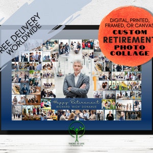 Collage fotografico personalizzato per il pensionamento, tela incorniciata stampata aziendale / Regali sentimentali unici per amici di lavoro / Collage fotografico per il pensionamento